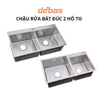Chậu rửa bát 2 hố lệch cân 100% inox sus304 đúc bồn rửa chén 2 hộc korea Debas 8245 7843 7042