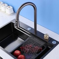 Chậu Rửa Bát, Bồn Rửa Chén 1 Hố Lớn, Inox 304 Nguyên Khối, Kèm Vòi Rút, Vòi Thác [Chính hãng]