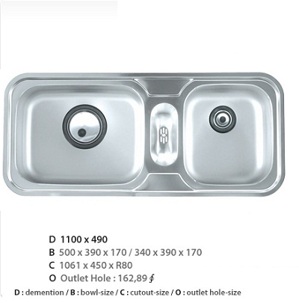 Chậu rửa bát Cico ISB-1100 - 3 hố