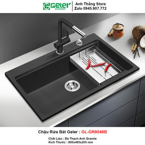 Chậu rửa bát đá 1 hố to Geler GL-GR 8048B