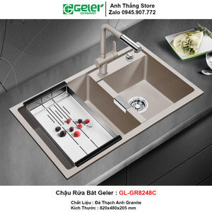 Chậu rửa bát đá 2 hố lệch Geler GL-GR 8248C