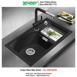 Chậu rửa bát đá 2 hố lệch Geler GL-GR 7647B