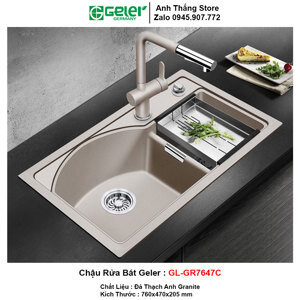 Chậu rửa bát đá 2 hố lệch Geler GL-GR 7647C