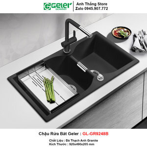 Chậu rửa bát đá 2 hố lệch Geler GL-GR 9248B