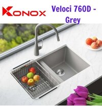 Chậu rửa bát đá âm bàn Konox Veloci 760D Grey Xám Italy