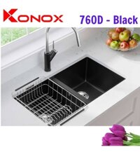Chậu rửa bát đá âm bàn Konox Veloci 760D Black Đen Italy