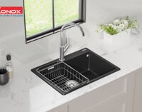 Chậu rửa bát đá màu đen 1 hố Granite Sink Ruvita 680 – Black ( 680*500*200 )