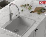 Chậu rửa bát đá màu trắng 1 hố Granite Sink Ruvita 680 – White Silver ( 680*500*200 )