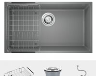 Chậu rửa bát đá màu xám 1 hố Konox Granite Sink Naros 760S – Grey (760*440*200 )