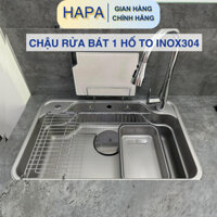 Chậu Rửa Bát Dập Nổi Linen Inox304 Cao Cấp Bồn Rửa Chén 1 Hộc Kiểu Dáng Nhật Hiện Đại HAPA