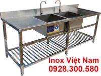 Chậu Rửa Bát Đôi Có Kệ Dưới và Bàn Rửa 2 Bên Cánh CR-25