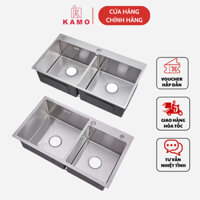 Chậu rửa bát đúc 2 hố cân, lệch inox bồn rửa chén 2 hộc 8245 7843 7042