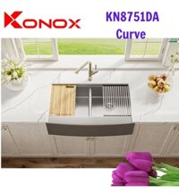 Chậu rửa bát đúc âm 2 hố cân Konox KN8751DA Curve