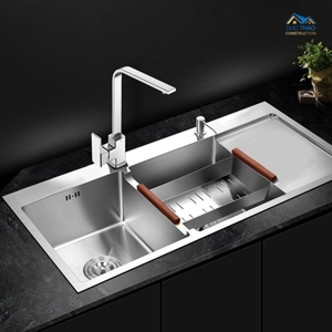 Chậu rửa bát inox 2 hố cân có bàn chờ HD10048-201Q