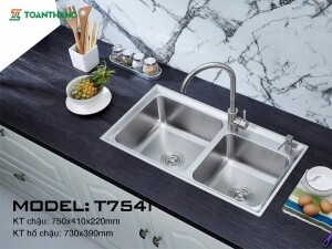 Chậu rửa bát inox 2 hố cân Toàn Thắng T7541
