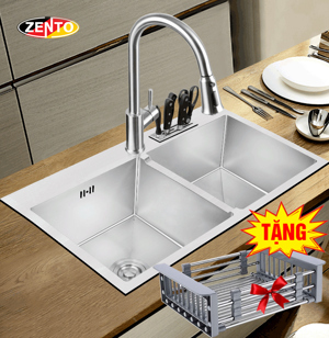 Chậu rửa bát inox 2 hố cân Zento HD8045C-304