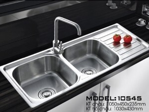 Chậu rửa bát inox 2 hố có bàn Toàn Thắng T10545
