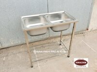 CHẬU RỬA BÁT INOX 2 HỐ CÓ CHÂN