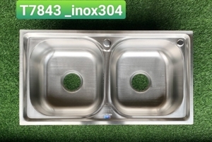 Chậu rửa bát inox 2 hố lệch Toàn Thắng T7843