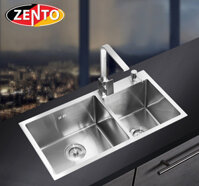 Chậu rửa bát inox 2 hố lệch zento HD8045-201