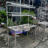 Chậu rửa bát inox 201,bồn rửa, chậu rửa chén có chân và kệ CR01