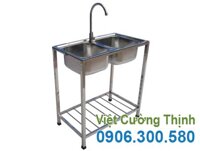 Chậu Rửa Bát Inox 304 2 Hộc Có Khung Chân CR-103