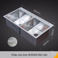 Chậu rửa bát Inox 304 đúc liền khối 2 hố cân 8245 Eurokit