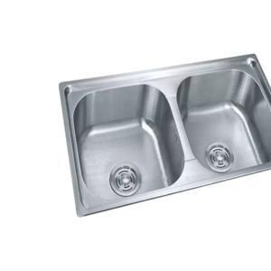 Chậu rửa bát inox dập liền 2 hố cân Toàn Thắng T7641