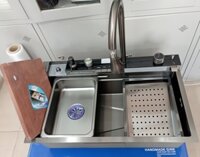 Chậu rửa bát inox màu ghi nano kèm vòi thác KAGOL KND7545XTN2 (KT:750x450x220)