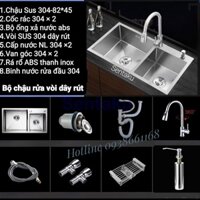 Chậu Rửa Bát INOX SUS 304 SCR8245 Cao Cấp  Đúc Liền Khối Dày 2 Hộc Chính Hãng - SENTAKU