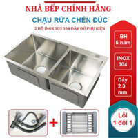 Chậu Rửa Bát Inox SUS 304 KOREA Đúc 2 Hố 72x43, 78x43, 82x45 Chậu dày, Chống ồn