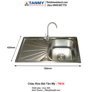 Chậu rửa bát Inox Tân Mỹ TM34 (Tm-34)