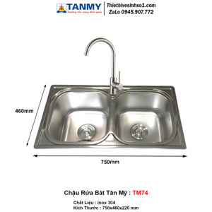 Chậu rửa bát inox Tân Mỹ TM74