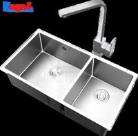 Chậu Rửa Bát  Kagol Đúc Inox Âm Bàn Đá Hai Hố Lệch KA7843 lech
