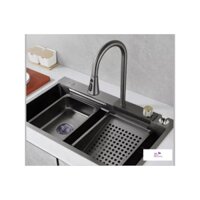 chậu rửa bát kèm vòi xả thác inox 304,mạ nano HV558