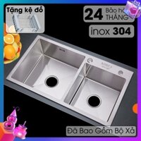 Chậu Rửa Bát KOREA Inox SUS 304 82x45 / 72x43 / 78x43 Chậu Đúc nguyên khối 2 hố cân và 2 hố lệch