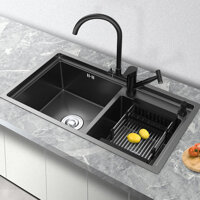 Chậu rửa bát màu đen đúc Handmade Inox 304 Miken MKRB-8246B (82x46cm)