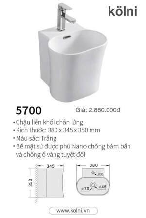 Chậu rửa chân lửng Kolni 5700