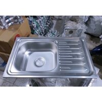 Chậu rửa chén 1 hộc có cánh inox 201+ bộ xả, kích thước 75*45*18cm