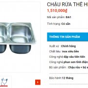 CHẬU RỬA CHÉN 2 HỘC 1 MÁNG INOX 201 TÂN Á ĐẠI THÀNH