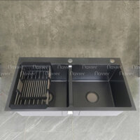 Chậu rửa chén 2 ngăn inox phủ nano đen cao cấp Navier NV-8245D201NND
