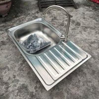 Chậu rửa chén bát 1 hố 1 cánh bồn rửa Inox 1 hộc 7545 75x45cm có kèm bộ xả inox