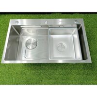 Chậu Rửa Chén Bát 1 Hố Inox 304 Nguyên Bản 7546C/8048C, Bề Mặt Sần Chống Xước,Thành Dày 4 Ly