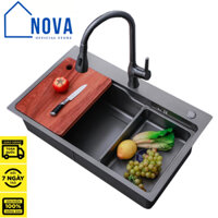 Chậu Rửa Chén Bát 1 Ngăn ,Bồn Rửa Bát 1 Hộc ,1 Hố Lớn Phủ Nano Chống Ăn Mòn INOX 304 , Kích Thước 78x46cm Nova