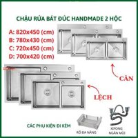 Chậu rửa chén bát đúc liền khối 2 hố lệch cân inox HÀN QUỐC KOREA SUS304 các kích thước bồn 8245 7843 7245 7042 giá rẻ bán tốt nhất
