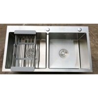 Chậu rửa chén bát đúc nguyên khối inox 304, bồn rửa 2 hộc (hố) sâu kt 82x45cm. CHỌN HỎA TỐC SHIP NHANH 2H TPHCM