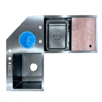 Chậu rửa chén bát góc 2 hố inox 304  inox KAFF KF-ZJ9980-B - Chính hãng