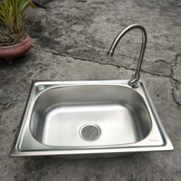 Chậu rửa chén bát Inox đơn 1 hố bồn rửa inox 1 hộc kích thước 6045 60*45cm có kèm bộ xả