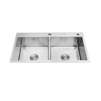 Chậu rửa chén bát Inox đúc nguyên khối 2 hộc - 820 x 450 x 230mm D Đối xứng - 201