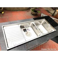 Chậu rửa chén bát Sơn Hà S105 Inox Xịn 304 2 hố có bàn - S105 bàn trái